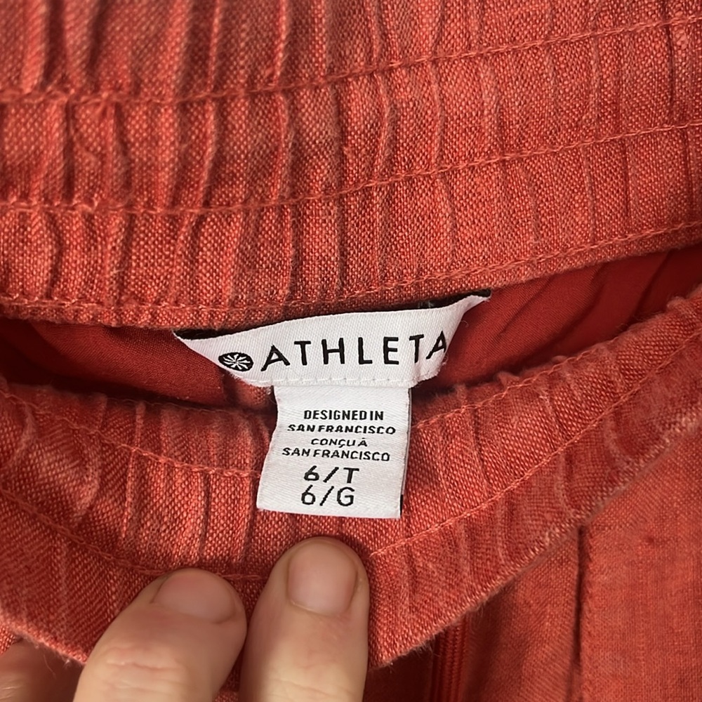 Athleta Retreat Linen Wide Leg Pant coral size 6 tall - Picture 3 of 7